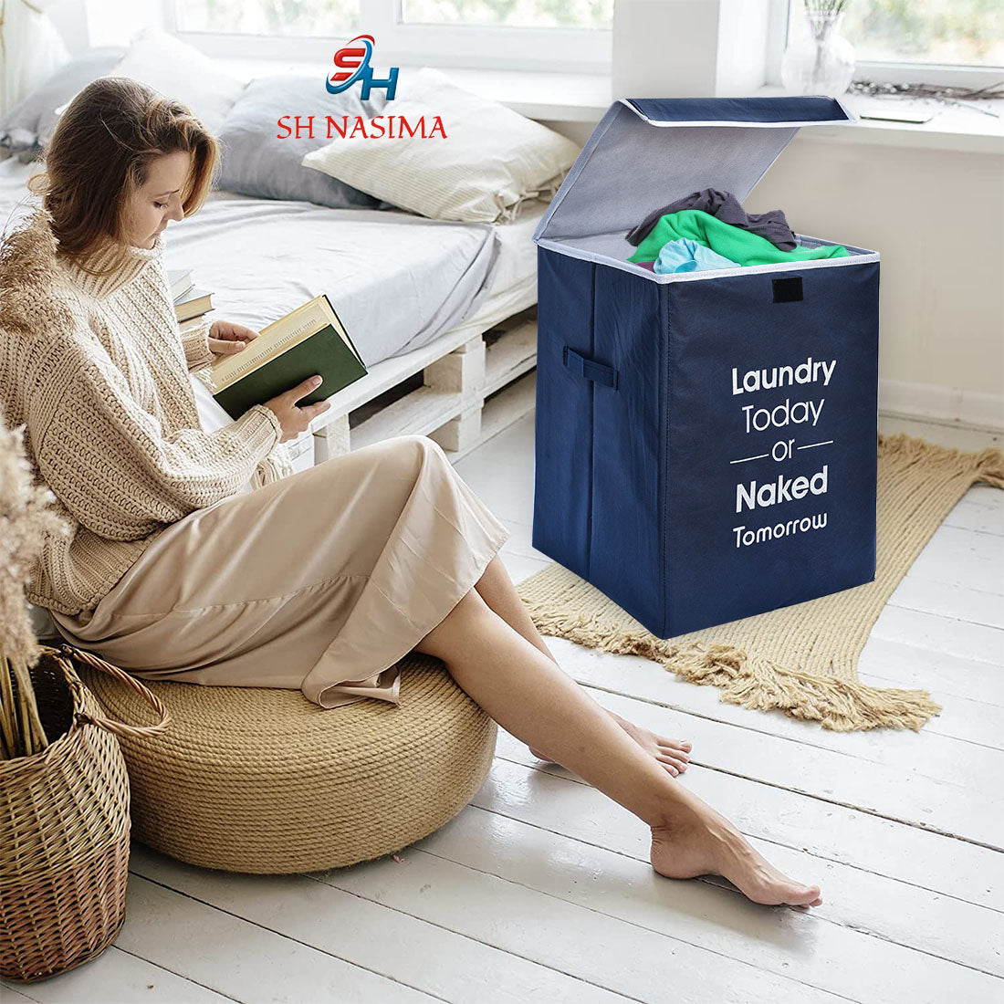 75 L Blue Laundry Bag  (Non-Woven)