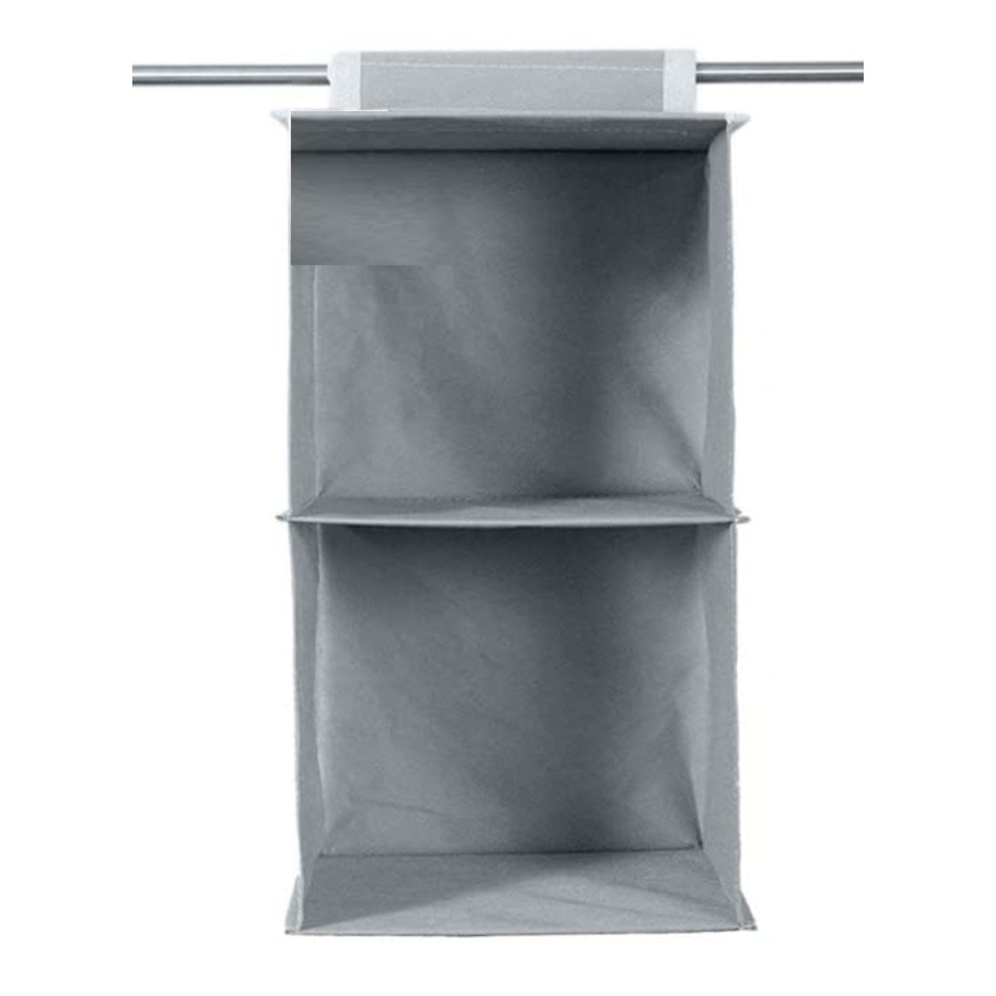 Non Woven Foldable Hanging 2 Shelves Wardrobe/Closet Cloth Organizer (Grey)-Pack of 1 Regular Organizer