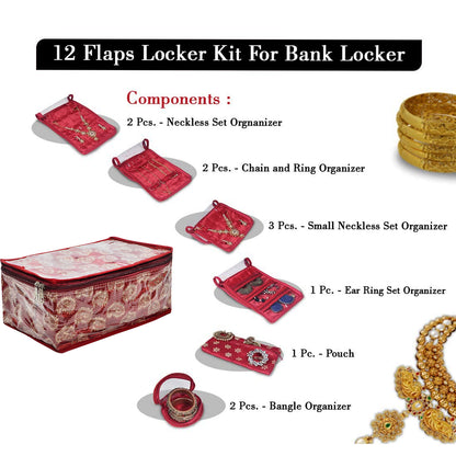 Women's Multipurpose Make up Pouches Travelling Organizer(Maroon) Jewellery Vanity Box Pack Of 11