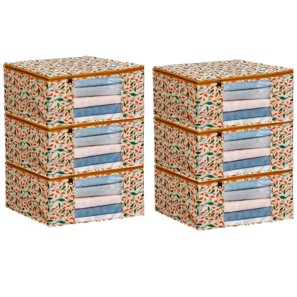 Non-Woven  Saree Cover/Cloth Storage/Organizer with Transparent Window pack of 06