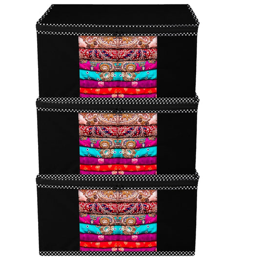 Non-Woven Saree Cover/Cloth Storage/Organizer with Transparent Window pack of 3