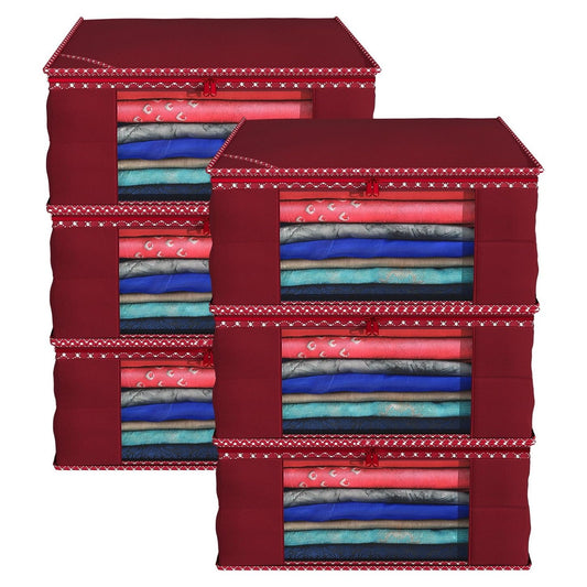 Non-Woven  Saree Cover/Cloth Storage/Organizer with Transparent Window pack of 06 (Copy)