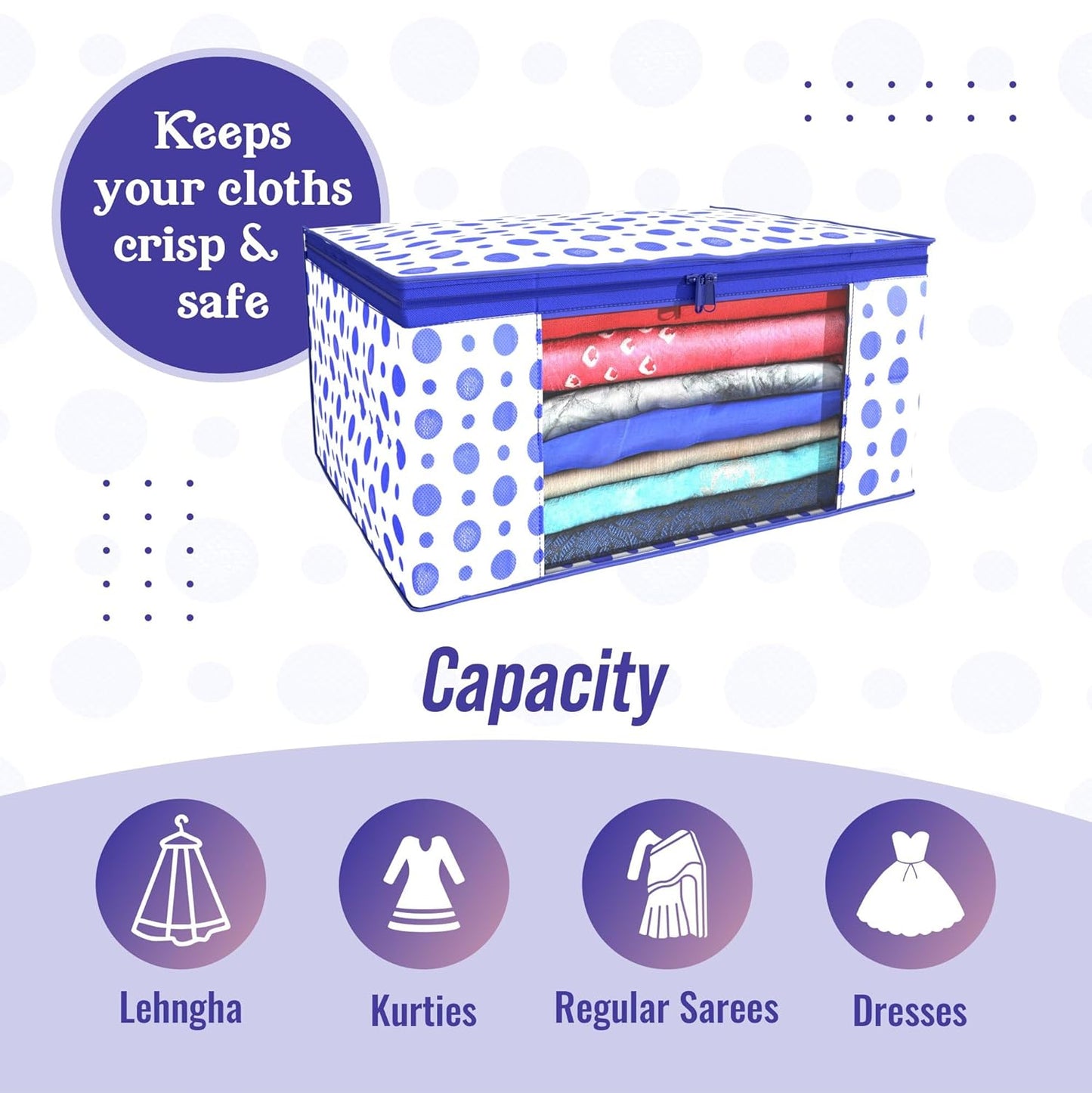 Non-Woven  Saree Cover/Cloth Storage/Organizer with Transparent Window pack of 06 (Copy) (Copy)