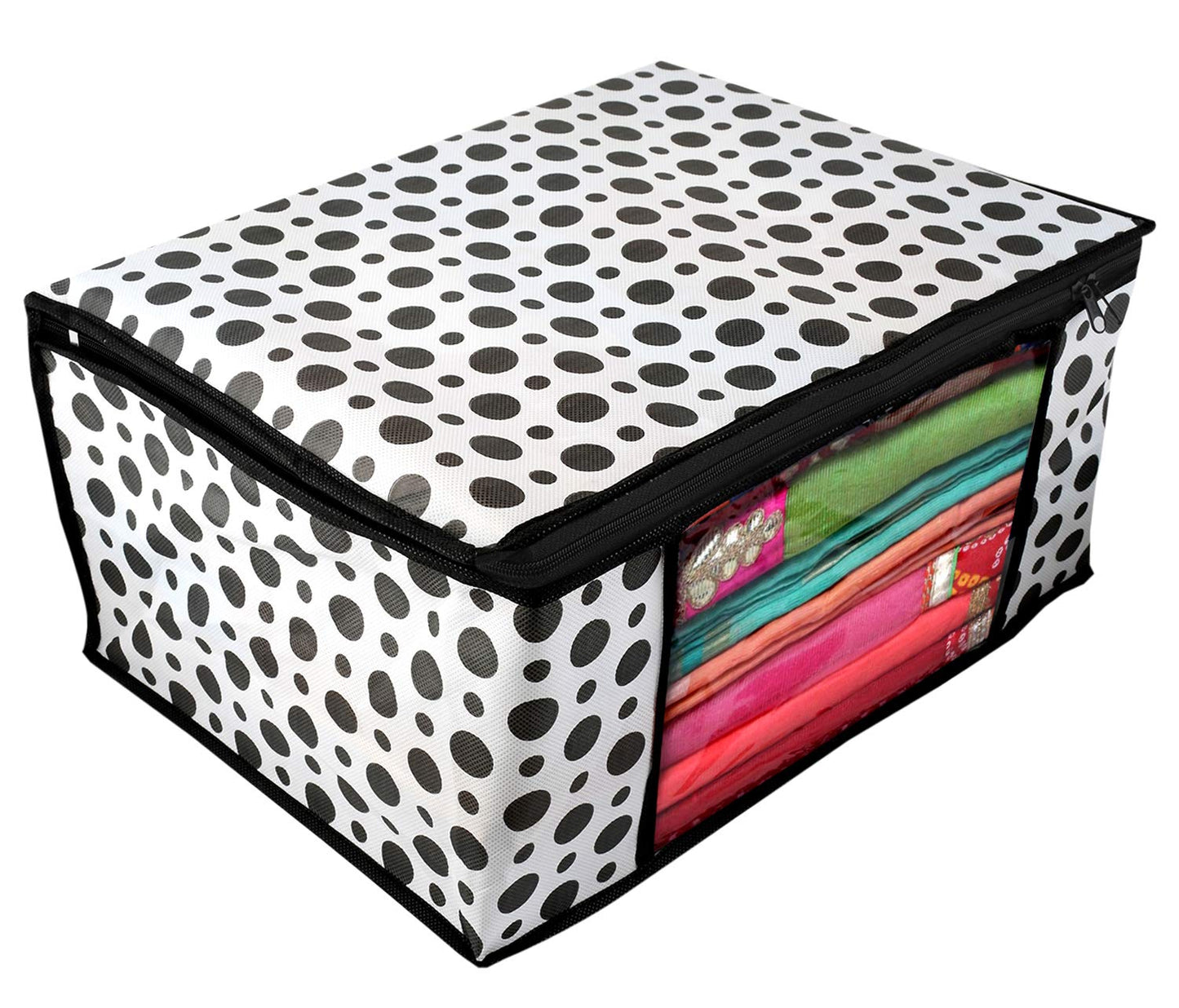 Non-Woven Printed Saree Cover/Cloth Storage/Organizer with Transparent Window pack of 06