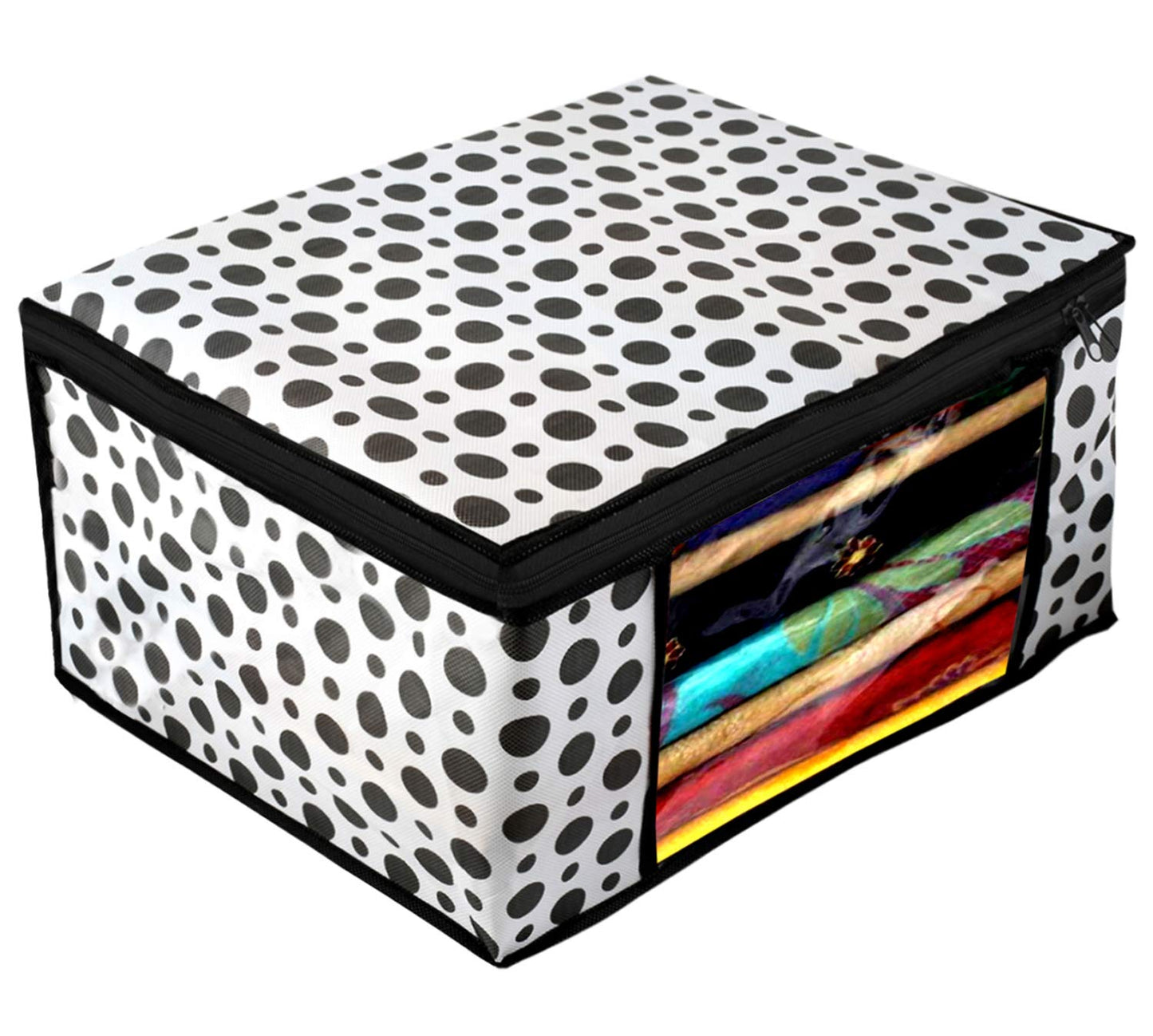 Non-Woven Printed Saree Cover/Cloth Storage/Organizer with Transparent Window pack of 06