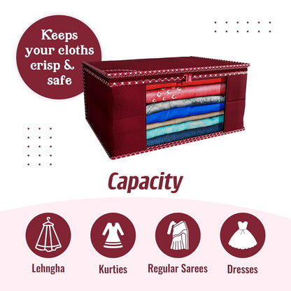 Non-Woven  Saree Cover/Cloth Storage/Organizer with Transparent Window pack of 06 (Copy)