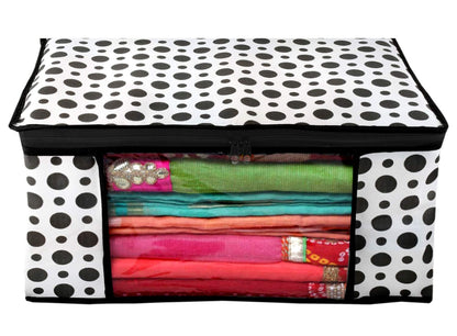 Non-Woven Printed Saree Cover/Cloth Storage/Organizer with Transparent Window pack of 06