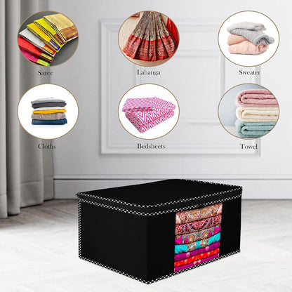 Non-Woven Saree Cover/Cloth Storage/Organizer with Transparent Window pack of 12