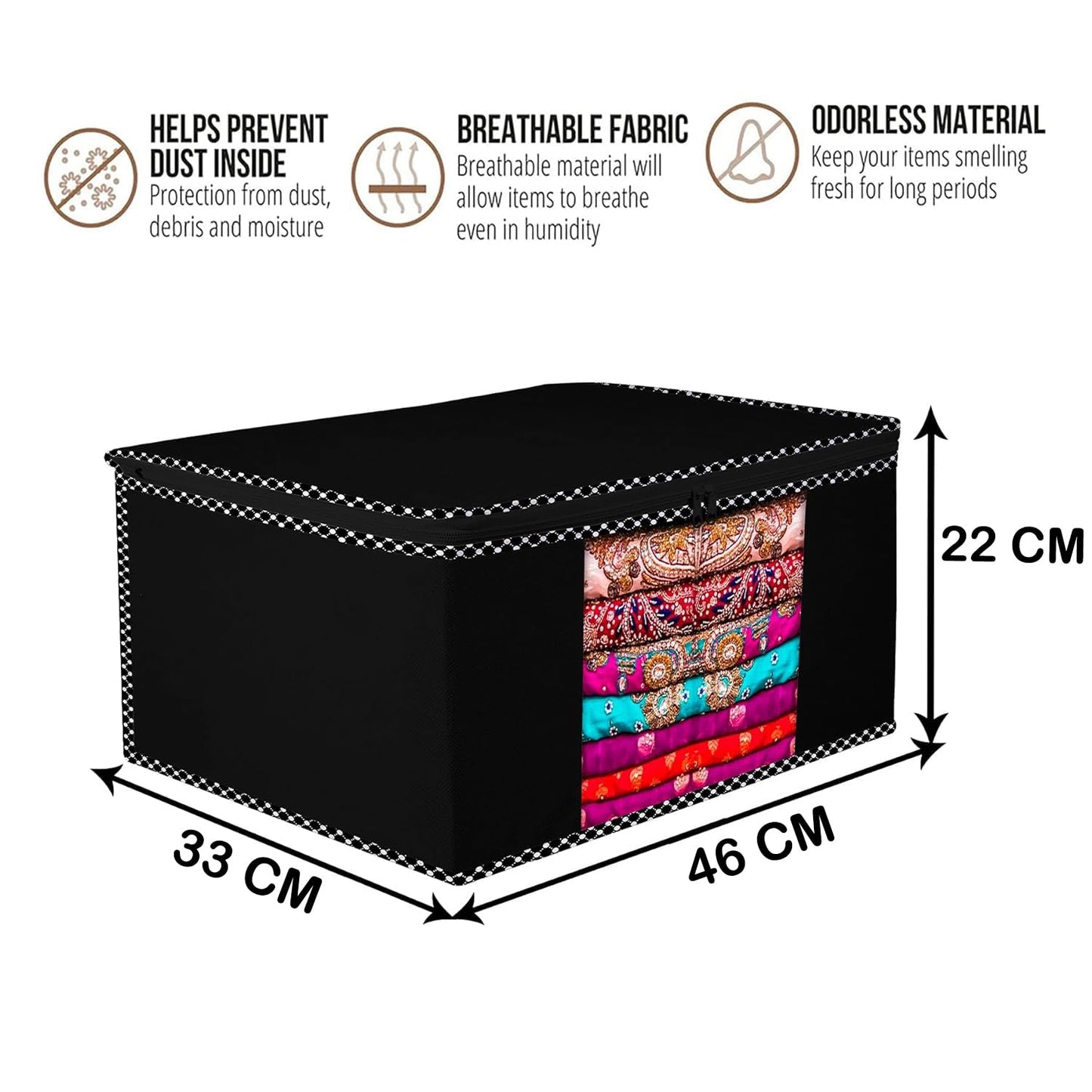 Non-Woven Saree Cover/Cloth Storage/Organizer with Transparent Window pack of 12