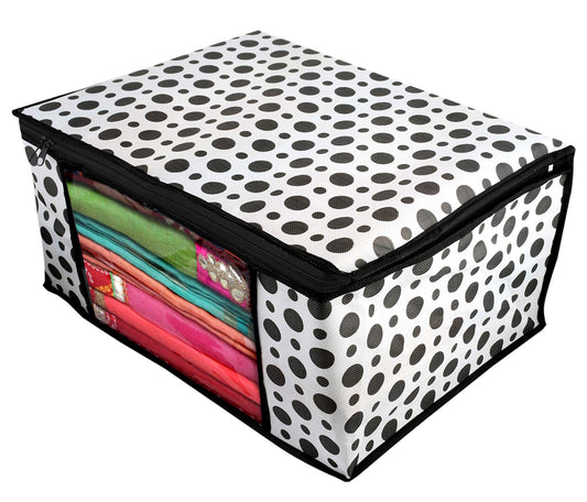 Non-Woven Printed Saree Cover/Cloth Storage/Organizer with Transparent Window pack of 06