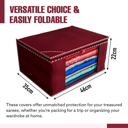 Non-Woven  Saree Cover/Cloth Storage/Organizer with Transparent Window pack of 06 (Copy)