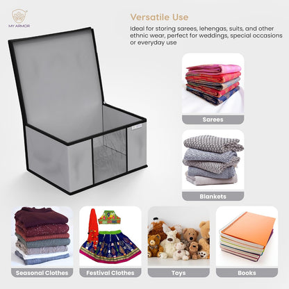 Non-Woven  Saree Cover/Cloth Storage/Organizer with Transparent Window pack of 06