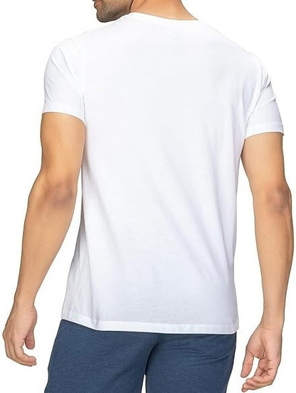 Waji Va Men Printed Round Neck Cotton Blend White T-Shirt