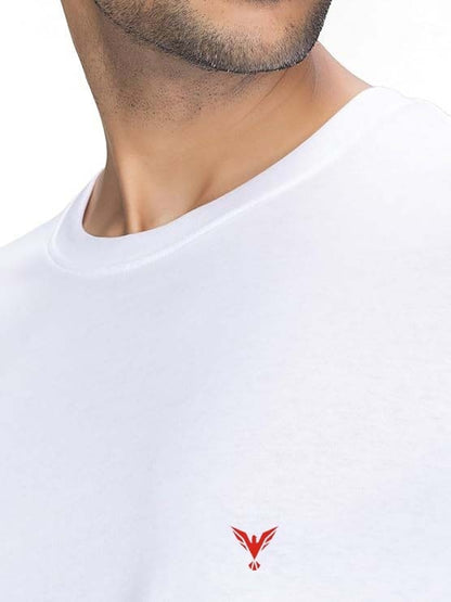 Waji Va Men Printed Round Neck Cotton Blend White T-Shirt