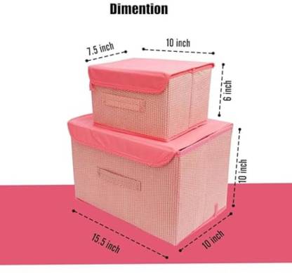 Foldable non-woven Storage Box/ Wardrobe Organizer Box/Bins with Lid Storage Box (Pink) 02  (Pink)